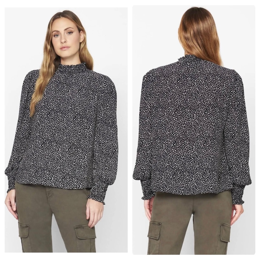 Sanctuary by Anthropologie Be Bold Women's Large Black White Dot Light Blouse